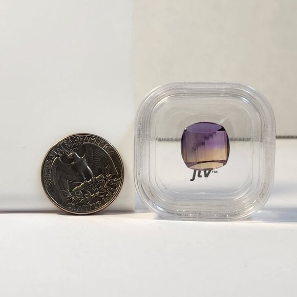 SIB Mandiore Ametrine Avg 13.00ct 14x14mm Cushion Roll Top Cut Loose Gemstone - Picture 1 of 10